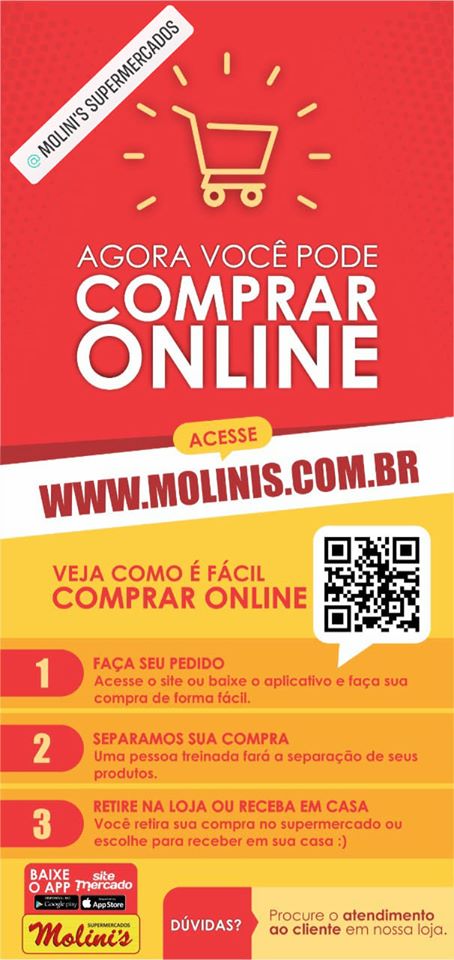 Supermercados Molinis oferece compras online pelo seu smartphone ou computador